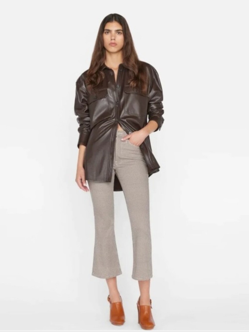 Frame Denim High-Rise Le Crop Flare Jeans Houndstooth Womens 25 Boho